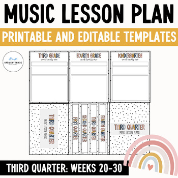 Preview of Music Lesson Plan Templates- Editable Slides Weeks 20-30 Calm Colors