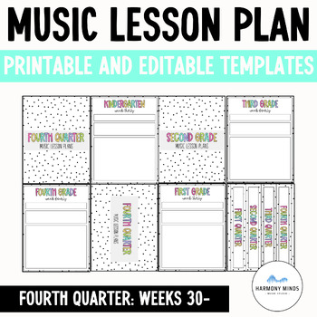 Preview of Music Lesson Plan Templates- Editable Slides Weeks 30-40