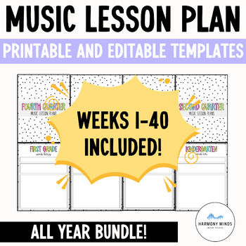 Preview of Music Lesson Plan Templates- Editable Slides BUNDLE
