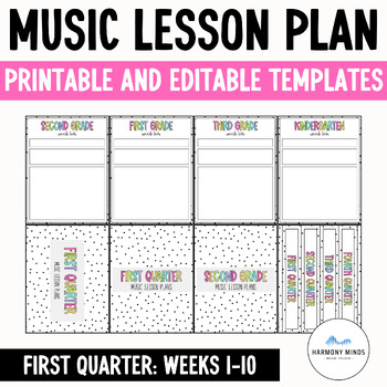 Preview of Music Lesson Plan Templates- Editable Slides Weeks 1-10