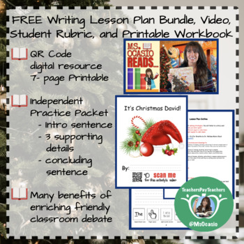 Preview of K-5 Christmas No, David! Lesson Plan + Workbook + Video + Student Rubric