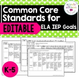 K-5 Common Core Standards Supporting IEP Goals for ELA  {Editable}