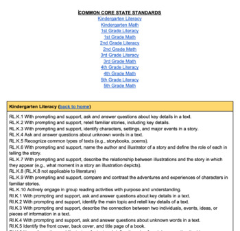 Preview of K-5 Common Core Standards - plain text
