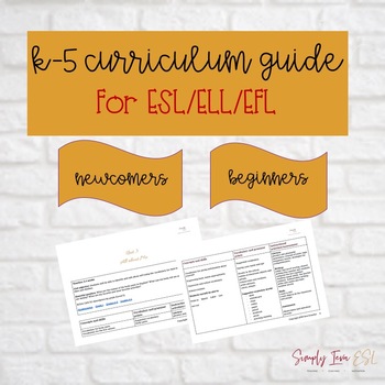 Preview of K-5 ESL Curriculum Guide - ESL/ELL Newcomers/Beginners