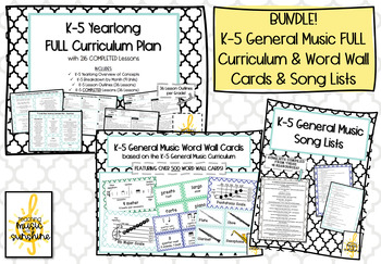 Preview of K-5 General Music FULL Curriculum, Word Wall & Song Lists BUNDLE!