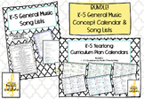 K-5 General Music Song List and Curriculum Overview Bundle