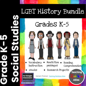 Preview of K-5 LGBTQ History Google Classroom Growing Bundle