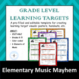 Elementary Music Grade Level Learning Targets - EDITABLE -
