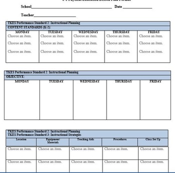 Preview of K-5 Physical Education Lesson Plan Templates GA Standards TKES