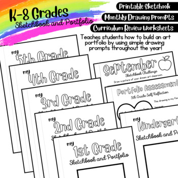 Preview of K-5 Printable Sketchbook / Portfolio / Workbook Bundle