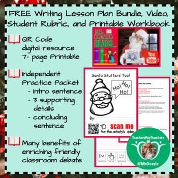 Preview of K-5 Santa Stutters Too! Lesson Plan + Video Resource + Independent Work