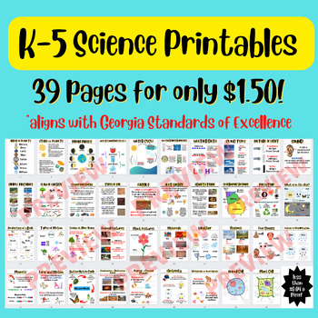 Preview of K-5 Science Printables Bundle (39 PAGES)