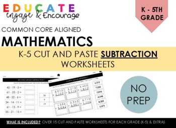Preview of K-5 - Subtraction Cut & Paste Activities