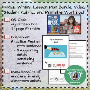 Preview of K-5 Writing 5-Day Adventure Lesson Plan+ Video Resource+ Student Rubric