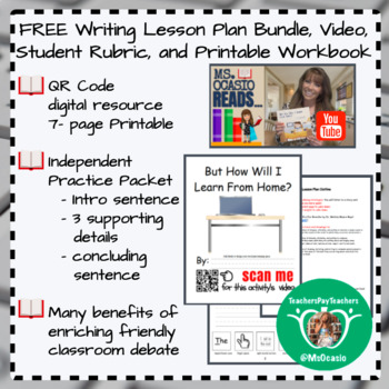 Preview of K-5 Writing 5-Day Remote Learning Lesson Plan+ Video Resource+ Student Rubric