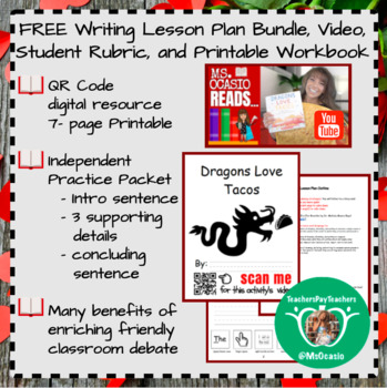 Preview of K-5 Writing 5-Day Valentine's Day Lesson Plan+ Video Resource+ Student Rubric