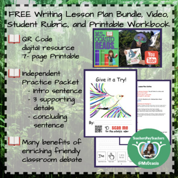 Preview of K-5 Writing Confidence Lesson Plan+ Video Resource+ Student Rubric