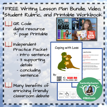 Preview of K-5 Writing Coping with Loss/ Death Lesson Plan+ Video Resource+ Student Rubric
