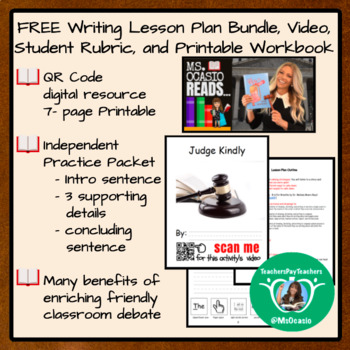 Preview of K-5 Writing Kindness/ Bullying Lesson Plan+ Video Resource+ Student Rubric