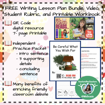 Preview of K-5 Writing My Wish Lesson Plan+ Video Resource+ Student Rubric