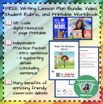 Preview of K-5 Writing Sharing Lesson Plan+ Video Resource+ Student Rubric Halloween