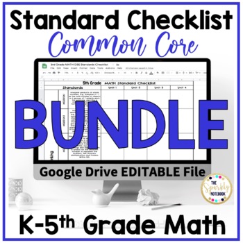 Preview of K-5th Grade Math Standard Checklists BUNDLE - Common Core