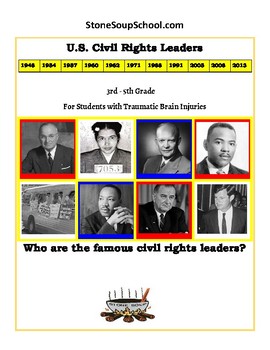 Preview of K- 5th Grade, U.S. Civil Rights TimeLine for Students w/ TBI