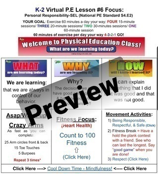 Preview of K-5th Virtual/Classroom P.E. Lesson Plan Bundle (16 Lessons)