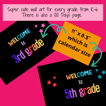 Preview of K-6 Classroom Signs & 100 Days for Elementary Schools