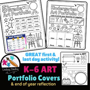 Preview of {NEW} K-6 ART Portfolio Covers & End of Year Reflection