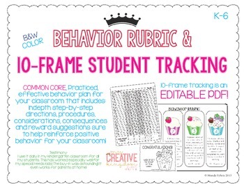 Preview of K-6 Positive Behavior Rubric & 10 Frame Behavior Tracking