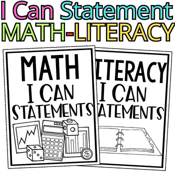 Preview of K- 6th Grade I Can Statements Common Core,Math,Writing,Reading Literacy,Poster