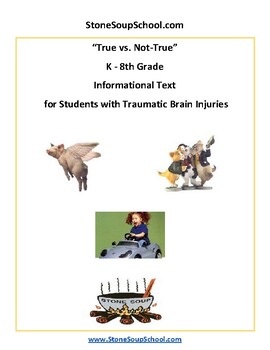 Preview of K - 8 True vs Not True for Students w/ Traumatic Brain Injuries