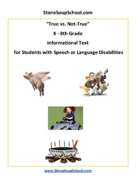 Preview of K - 8: True vs Not True for Speech or Language Challenged