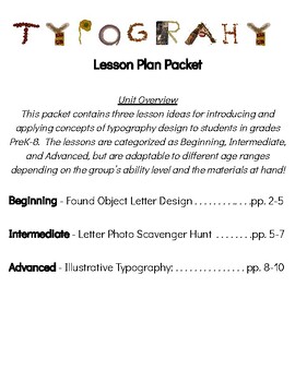 Preview of K-8 Typography Art / Graphic Design Unit Plan