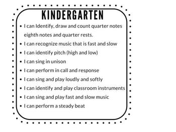 Preview of K-8th Grade General Music I can statement posters