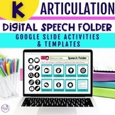 K Articulation Activities Digital Speech Folders W/ Progre
