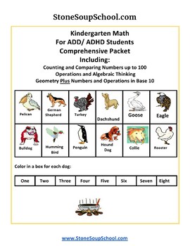 Preview of K, CCS: Math Bundle for Students with ADD/ ADHD