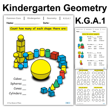 Preview of K.G.A.1 | Kindergarten Geometry Describing 2D and 3D Shape's Position Worksheet