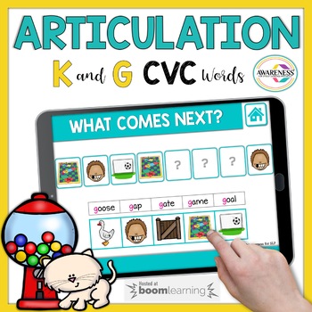 Preview of Articulation Boom Cards K & G | Initial & Final sounds for Distance Learning