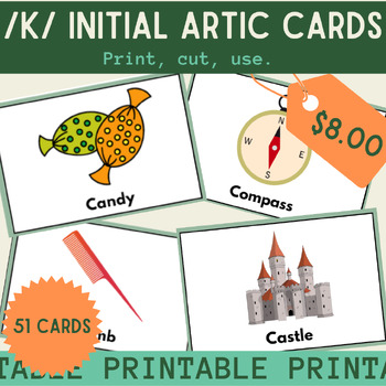 Preview of K-Initial Articulation Flashcards: 51 CARD SET