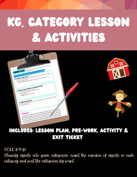 Preview of K.MD.B.3: Lesson Plan & Activities for Math Categories