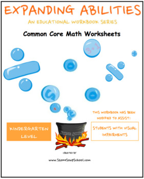 Preview of K Math Bundle, CCS: Geo, Alg, Base 10, M & D, Count to 100 for Visually Impaired