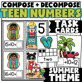 Preview of Teen Numbers | Compose  + Decompose Math Task Cards