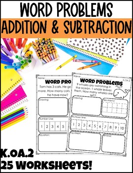 K.OA.2| Addition and Subtraction Word Problem Worksheets| Add ...