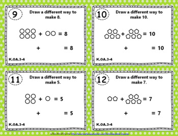 k oa3 k oa4 task cards centers decompose numbers add to make 10