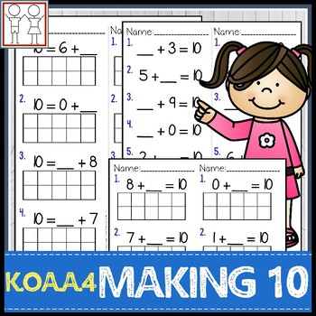 k oa a 4 making 10 worksheets by catherine s teachers pay teachers