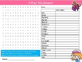 K-Pop KPop Wordsearch Sheet Music Bands Starter Activity Keywords