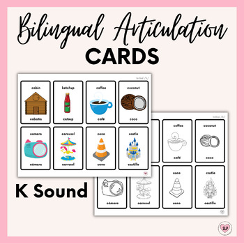 Preview of K Sound Bilingual Articulation Cards for Speech Therapy