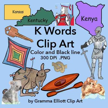 Preview of K Words Realistic Clip Art for personal and commercial use